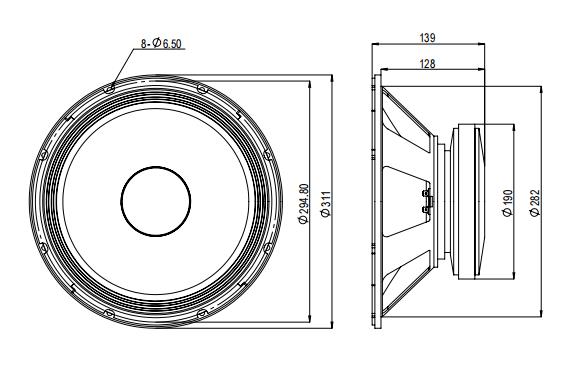 2D drawing of 125FPM