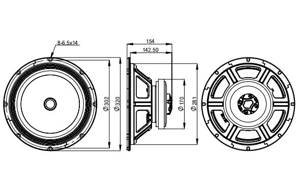 2D drawing of CX12F140F