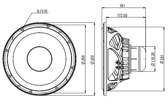 2D drawing of 12XR