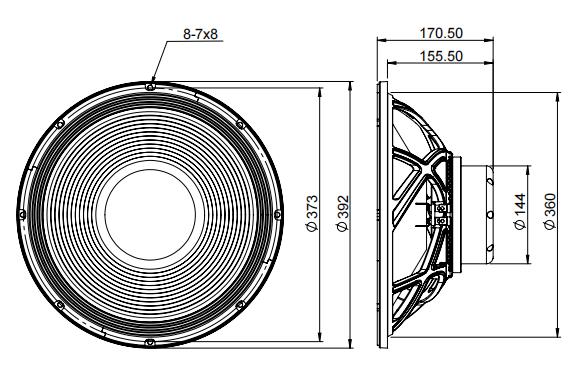 2D drawing of 15NPW