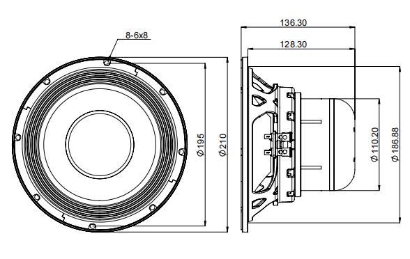 2D drawing of 81XR